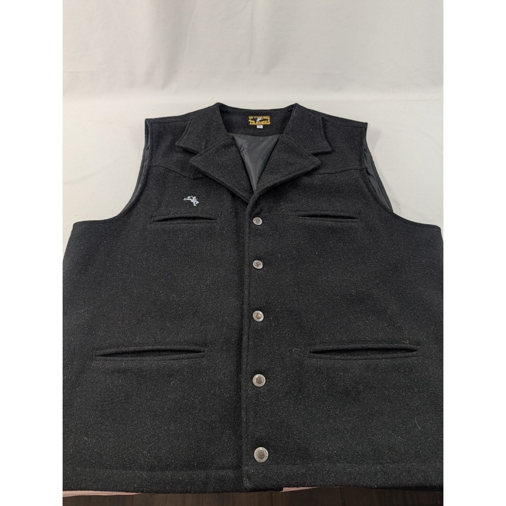 Wyoming Traders Vest Mens XL Black Heavy Wool Western Cowboy Yellow Stone